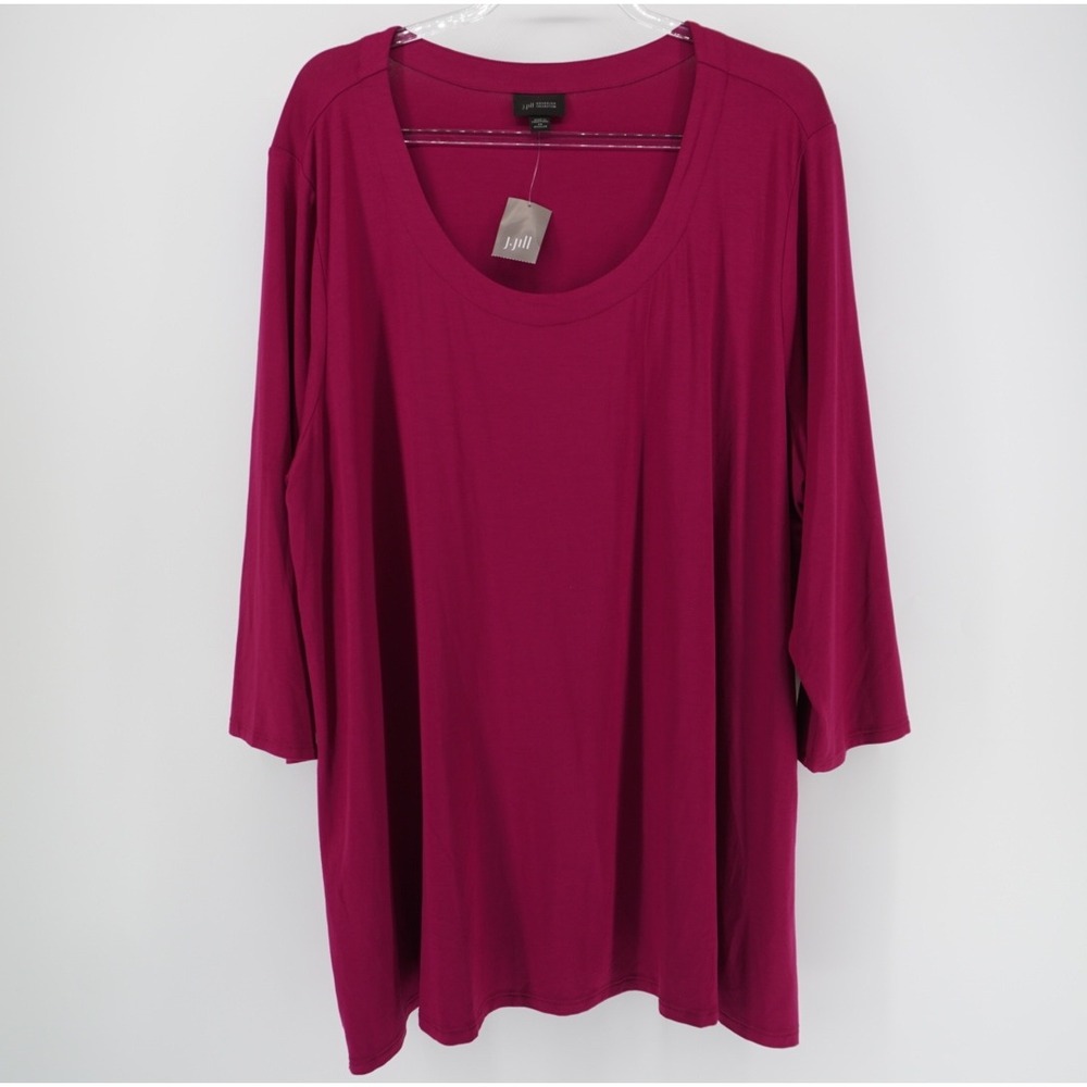 J. Jill Wearever Collection Boysenberry Scoop Neck Tunic Top 3X NEW Casual